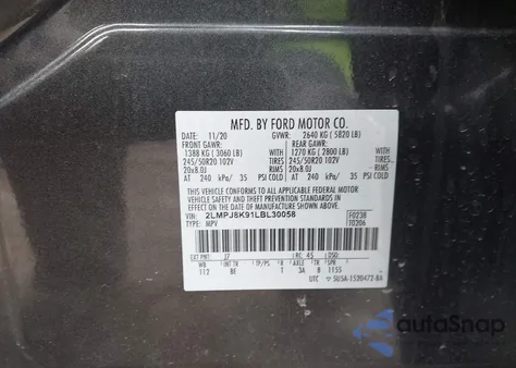 2020 Lincoln Nautilus Reserve from USA, damaged, VIN 2LMPJ8K91LBL30058